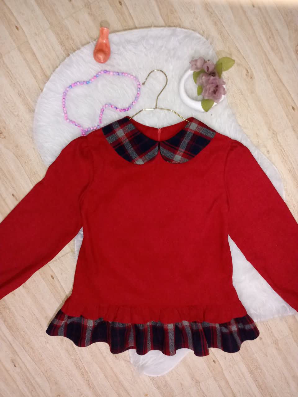 شومیز مزونی دخترانه نوجوان مخمل کبریتی و کشمیر