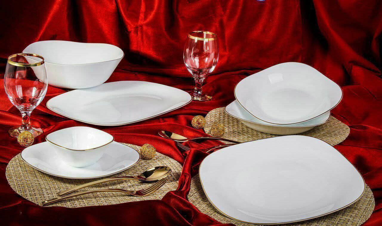 سرویس 26 پارچه آرکوپال لب طلا مربع